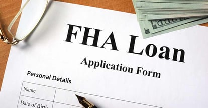 FHA loan form on a wooden table