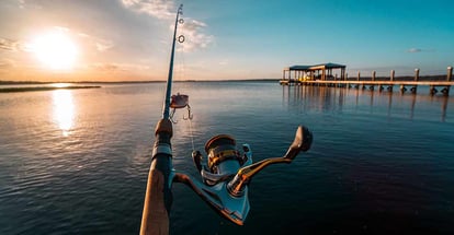 Fishing after a long day at sunset on the beautiful Lake Minnehaha in Clermont Florida