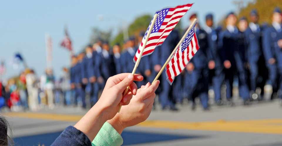Flags at Veterans Day Parade