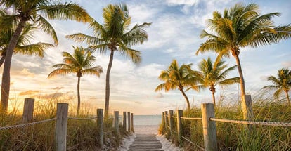 Footbridge to the Smathers beach on sunrise Key West Florida