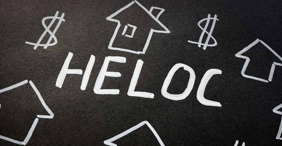 HELOC text and House icon on the black sheet