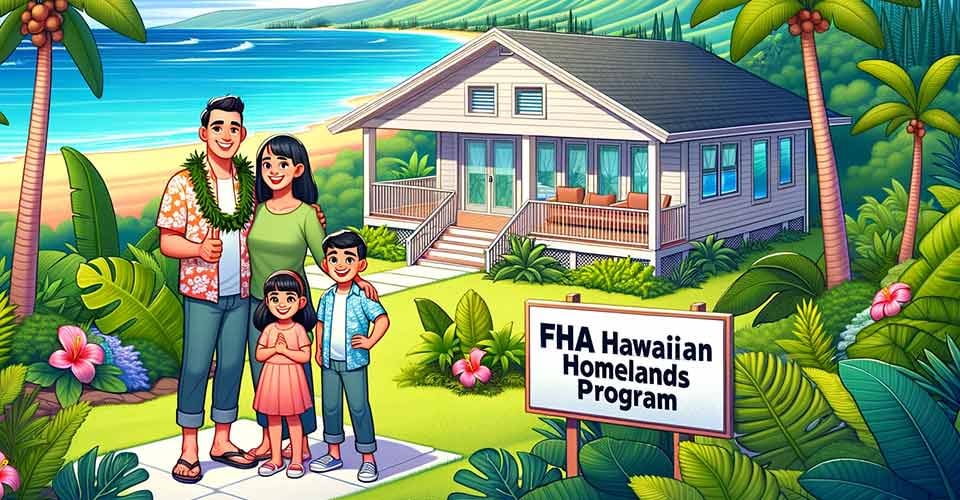 Happy Hawaiian family outside their new home in Hawaii
