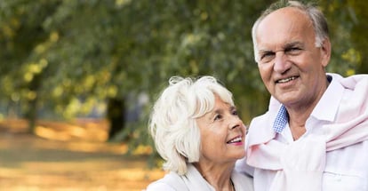 Happy elder couple in park