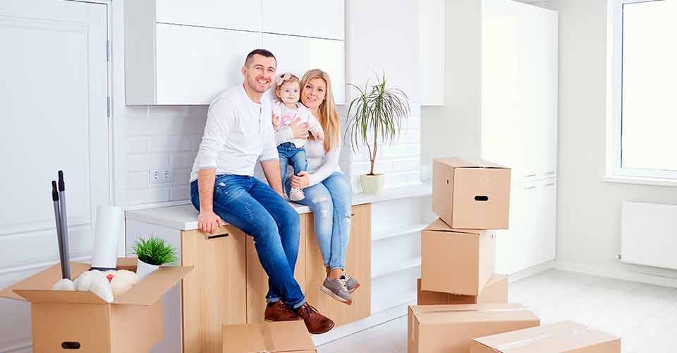 Happy family in new home