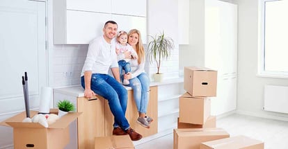 Happy family in new home