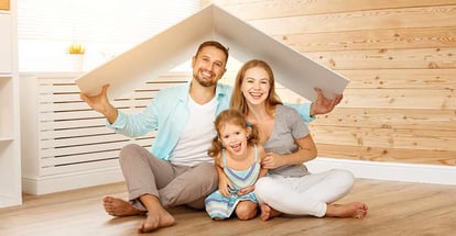 Happy family in new house