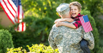 Happy reunion of soldier with his son