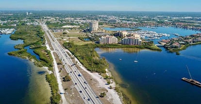 Highway and Manatee river in Florida