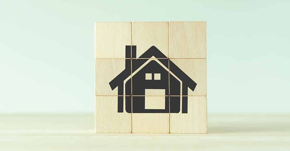 Home on wooden cubes