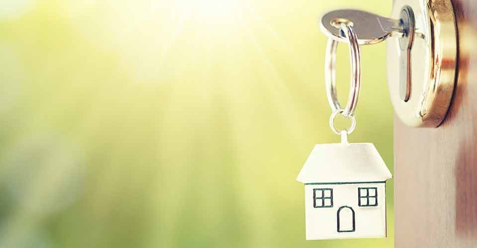 House key in the door