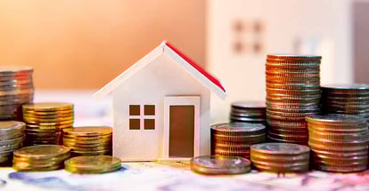 House model with coin stack for down payment