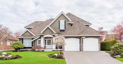 Houses in suburb with nice landscape at Summer