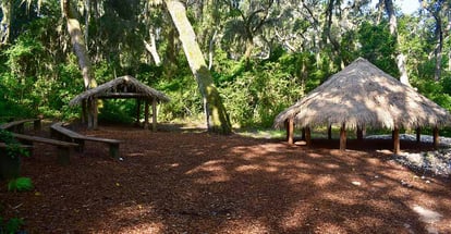 Huts and Amphitheater in Fort Caroline National Monument