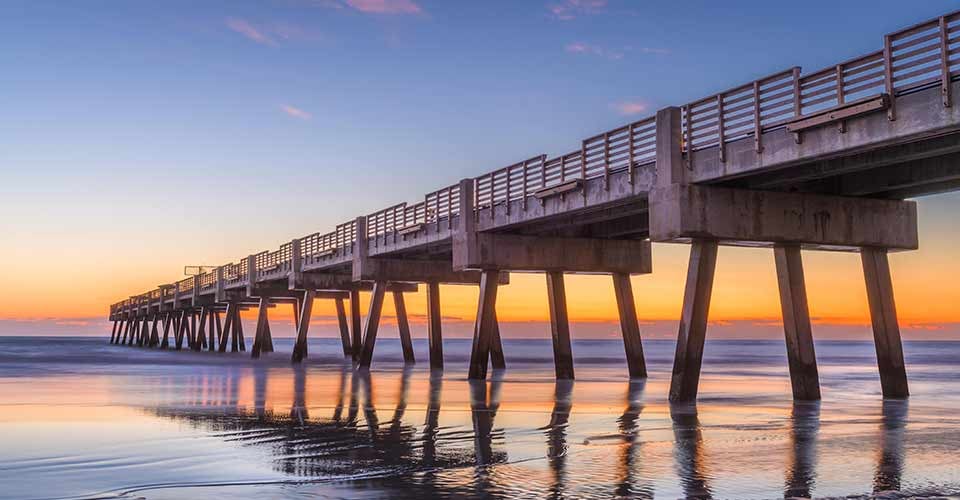 Jacksonville Pier at dawn in Duval County Florida