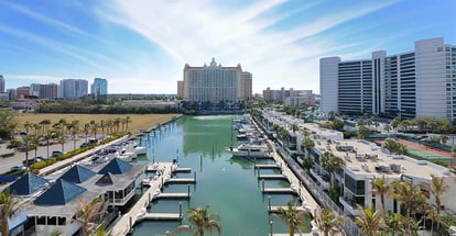 Marina and luxury hotel high rises in Sarasota Florida