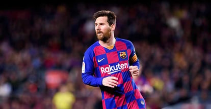 Messi plays at football match