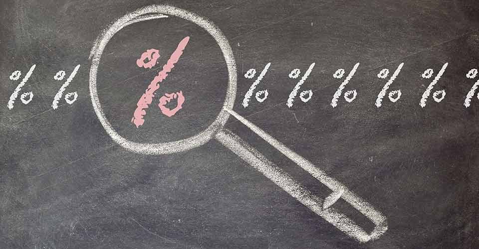 Mortgage rates percentage on blackboard