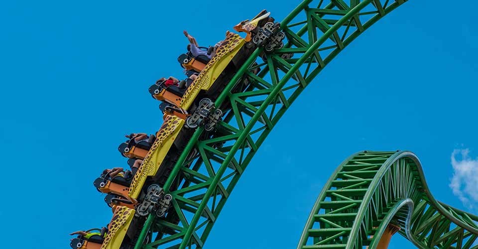 People enjoying terrific Cheetah Hunt rollercoaster in Tampa Bay Florida