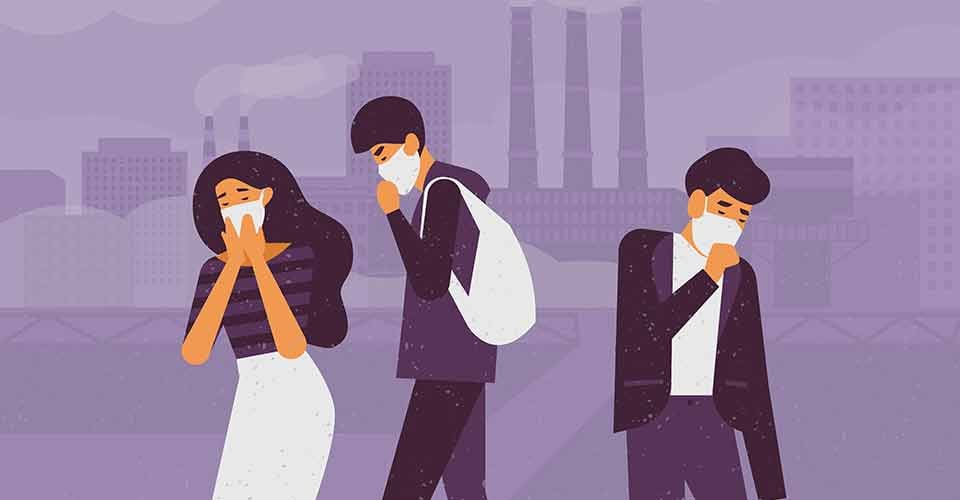 People wearing protective face masks walking