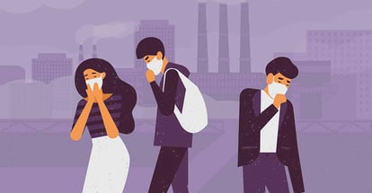 People wearing protective face masks walking