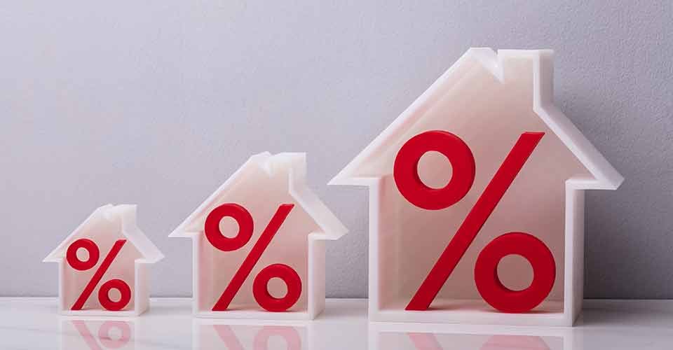 Percentage Symbols Inside Increasing House Models