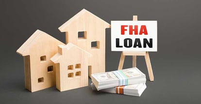 Residential buildings modal and easel with FHA loan
