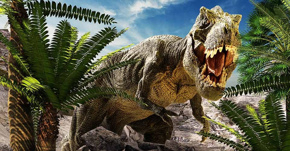 Scene of the giant dinosaur destroy the park
