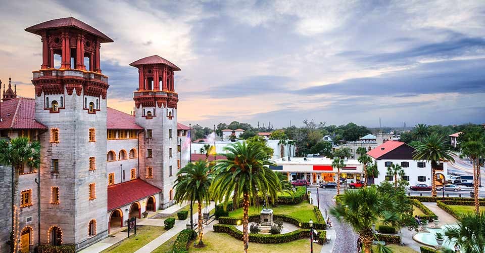 St Augustine Florida USA city hall and Alcazar Courtyard