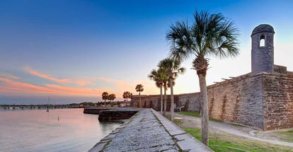 St Augustine fort at sunset in March