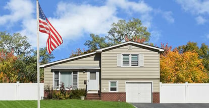 Suburban Home with American flag in Florida