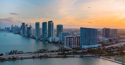 Sunset over Edgewater in Miami Florida