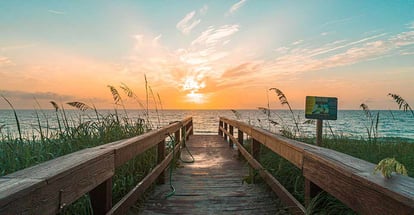 The beach trail through the sand dunes in Jensen Beach Florida