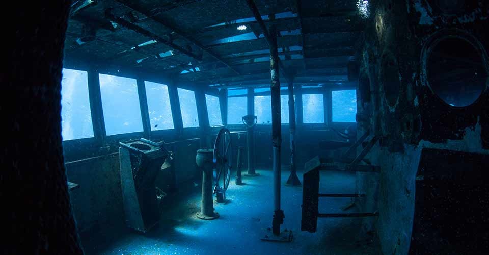 The sunken shipwreck of the USS Kittiwake