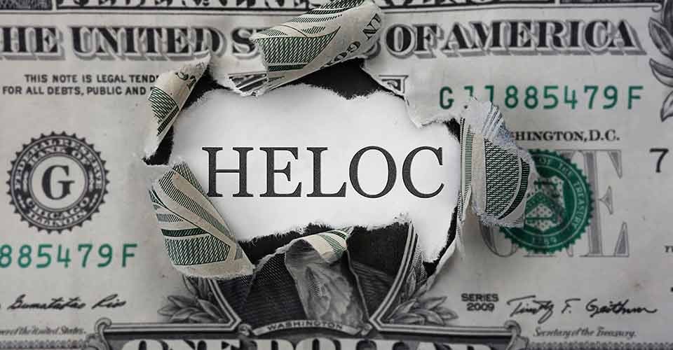 Torn dollar with HELOC text