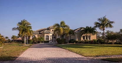 Typical Southwest Florida concrete block and stucco home in the countryside