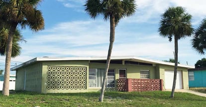 Typical mid century modern house in suburban Florida