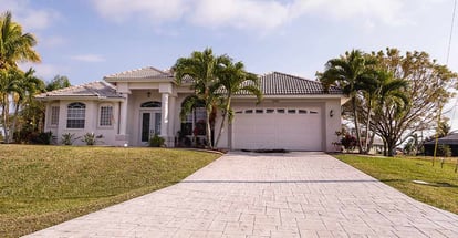 Typical single family concrete block and stucco home in Florida