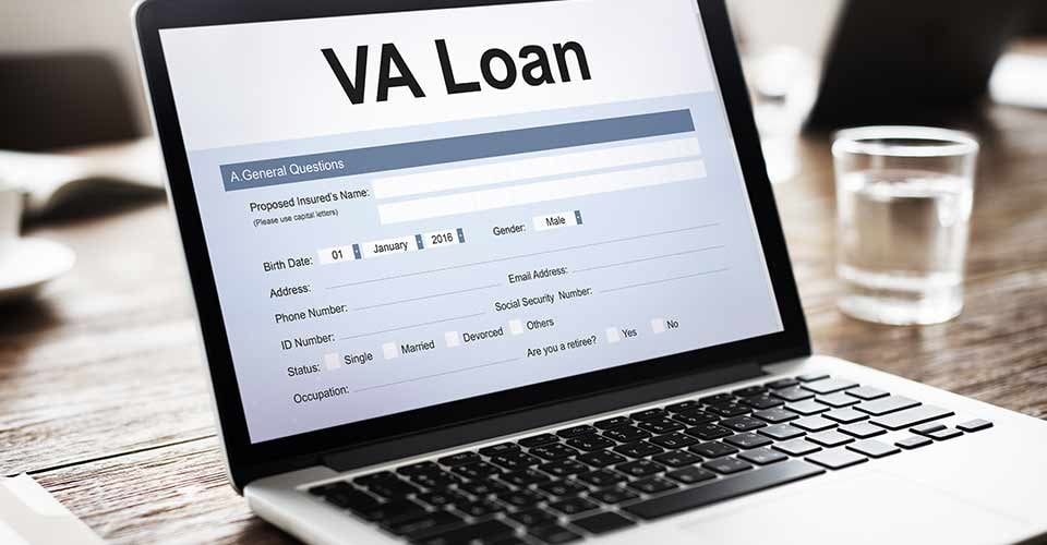VA Loan application form on laptop