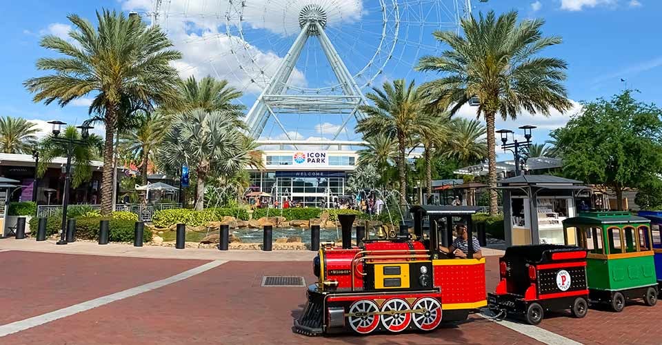 View of ICON park entertainment area in Orlando Florida