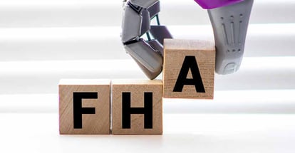 Word FHA on wooden block