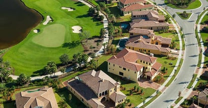 Aerial view of lovely Florida golf community