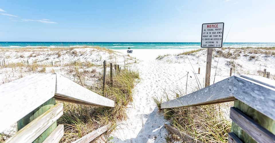 Wooden steps down to sand dunes in Florida