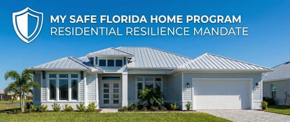 Featured hero image showing a Florida home with a metal roof under a clear blue sky, representing the My Safe Florida Home Program and its Residential Resilience Mandate.