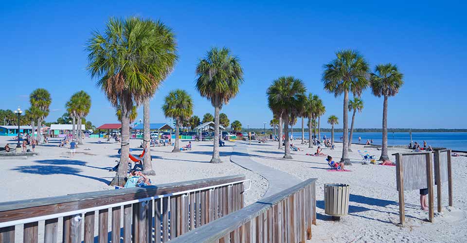 A view of Alfred A McKethan Pine Island Park beach in Hernando county Florida