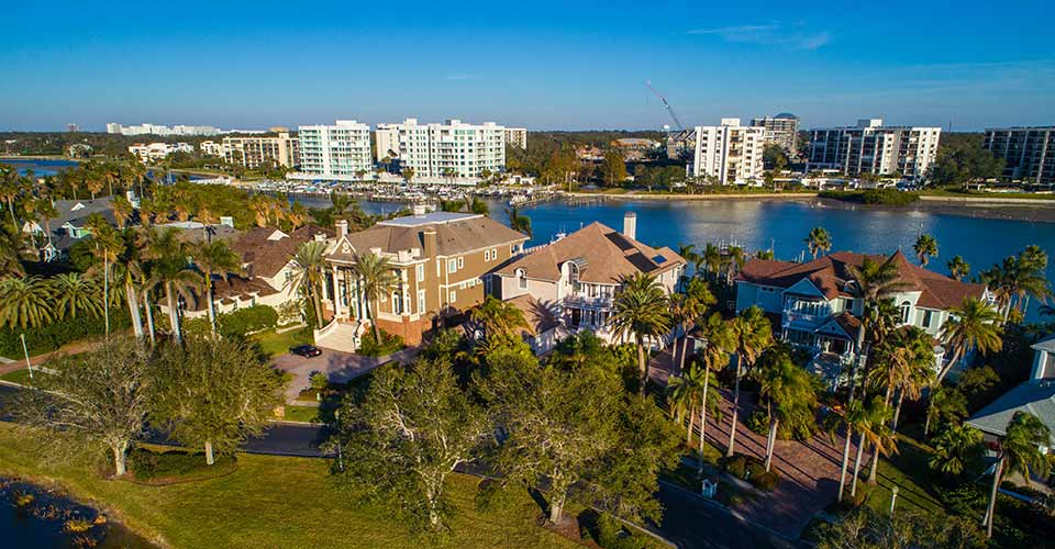 Aerial image of luxury homes neighborhood in Belleview Florida