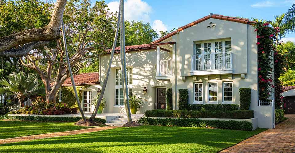 Classic Mediterranean architecture style home in the historic City of Coral Gables located in central Miami