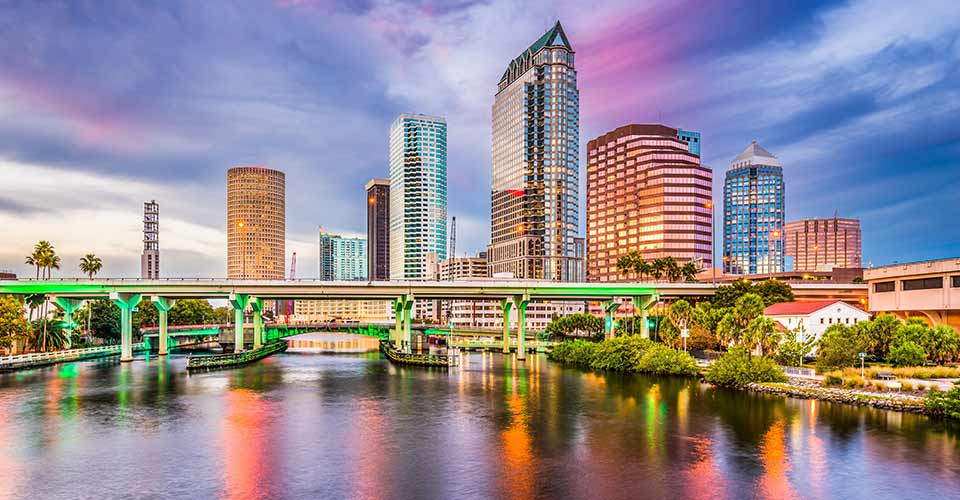 Downtown skyline in Tampa Florida on the Hillsborough River