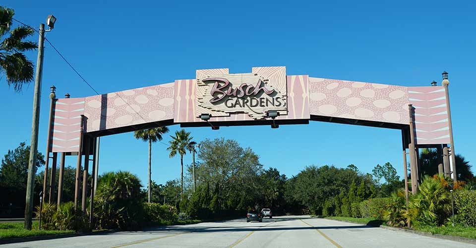The arch by the entrance into Busch Gardens in Tampa Florida