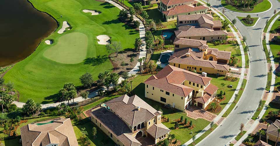 Aerial view of lovely Florida golf community